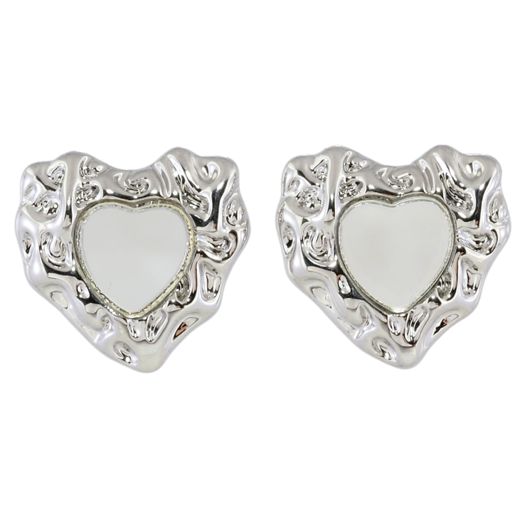 Серьги Xuping Родий пусеты Сердечки с зеркальными вставками фото №3 Серьги Xuping Родий пусеты Сердечки с зеркальными вставками фото №3