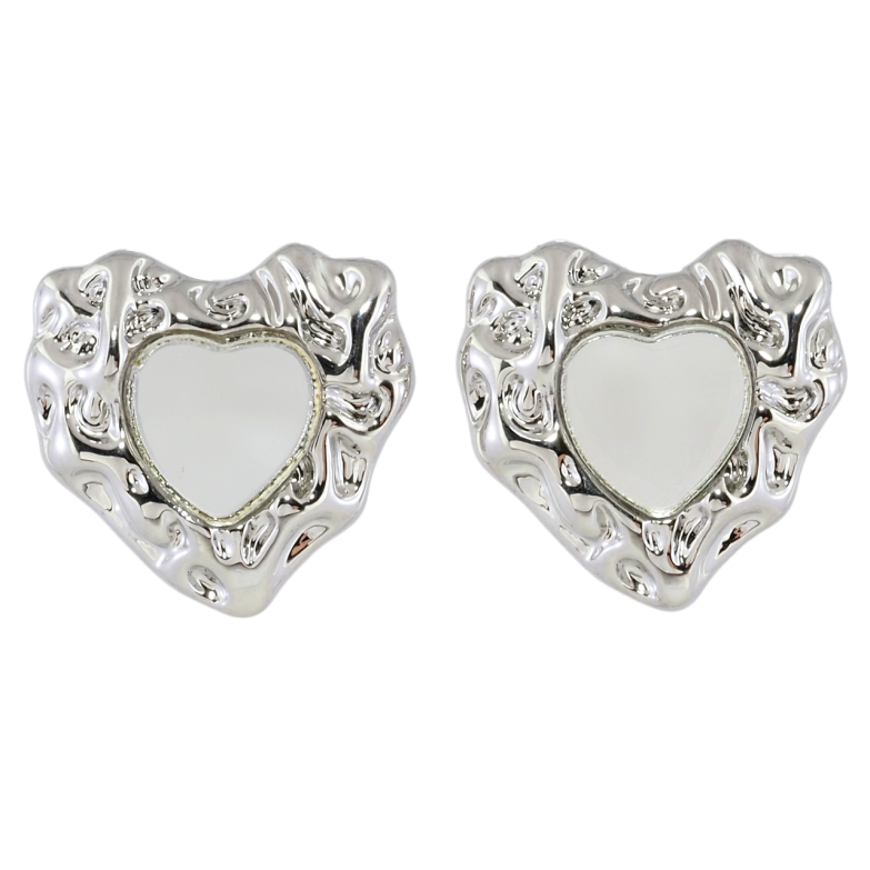 Серьги Xuping Родий пусеты Сердечки с зеркальными вставками фото №1 Серьги Xuping Родий пусеты Сердечки с зеркальными вставками фото №1