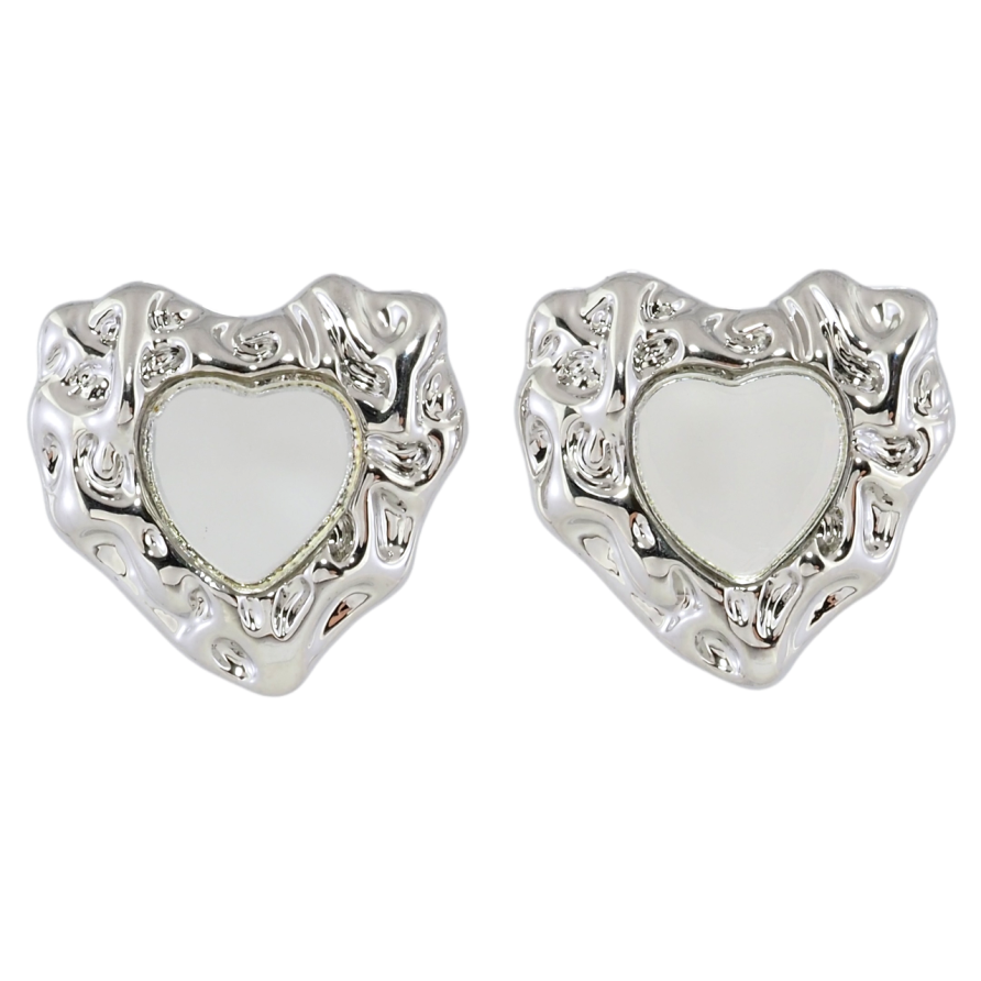 Серьги Xuping Родий пусеты Сердечки с зеркальными вставками фото №1 Серьги Xuping Родий пусеты Сердечки с зеркальными вставками фото №1