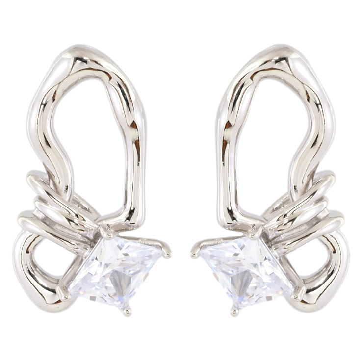 Серьги Xuping Родий пусеты Декоративные с фианитами фото №6 Серьги Xuping Родий пусеты Декоративные с фианитами фото №6