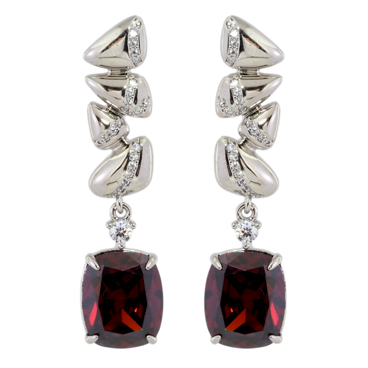 Серьги Xuping Родий пусеты Подвески с красными фианитами фото №15