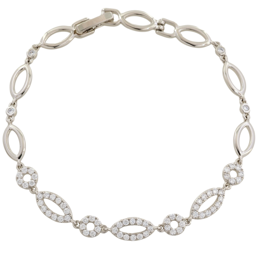 Браслет Xuping Родий Звенья с цирконием размер 18.5см х 6мм фото №1