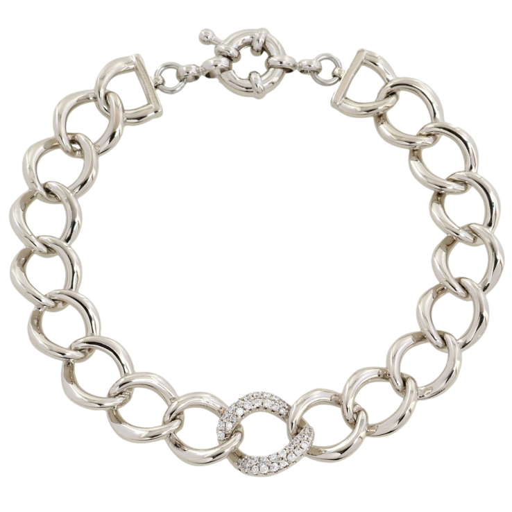 Браслет Xuping Родий Панцирная цепочка с цирконием размер 20см х 11мм фото №24