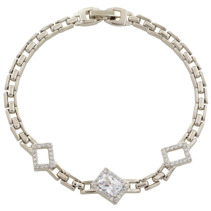 Браслет Xuping Родий Прямоугольные вставки с цирконием размер 19см х 4мм фото №23