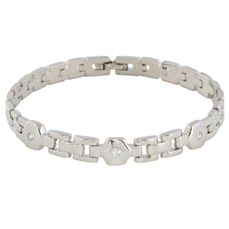 Браслет Xuping Родій Браслетне плетіння з цирконієм розмір 19см х 6мм фото №2