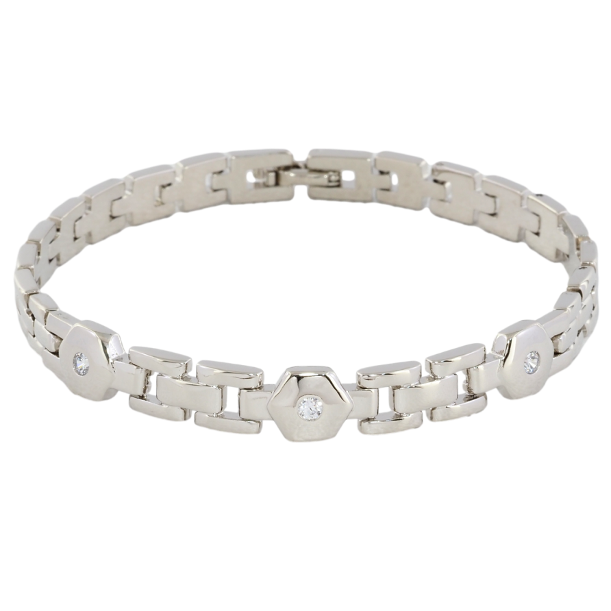 Браслет Xuping Родій Браслетне плетіння з цирконієм розмір 19см х 6мм фото №1