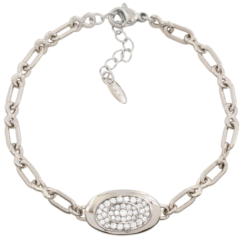 Браслет Xuping Родий Овальная вставка с цирконием размер с доп. цепочкой 17-20.5см х 4мм фото №1