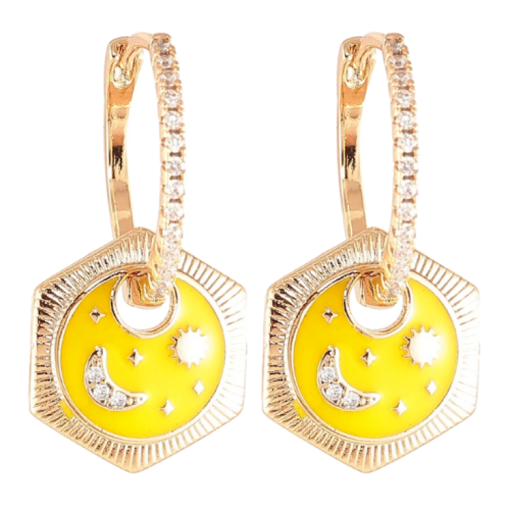 Серьги Xuping Позолота 18K подвески на колечках Звездная ночь 2 в 1 фото №22