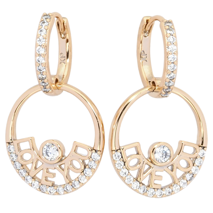 Серьги Xuping Позолота 18K подвески на колечках Love you фото №4