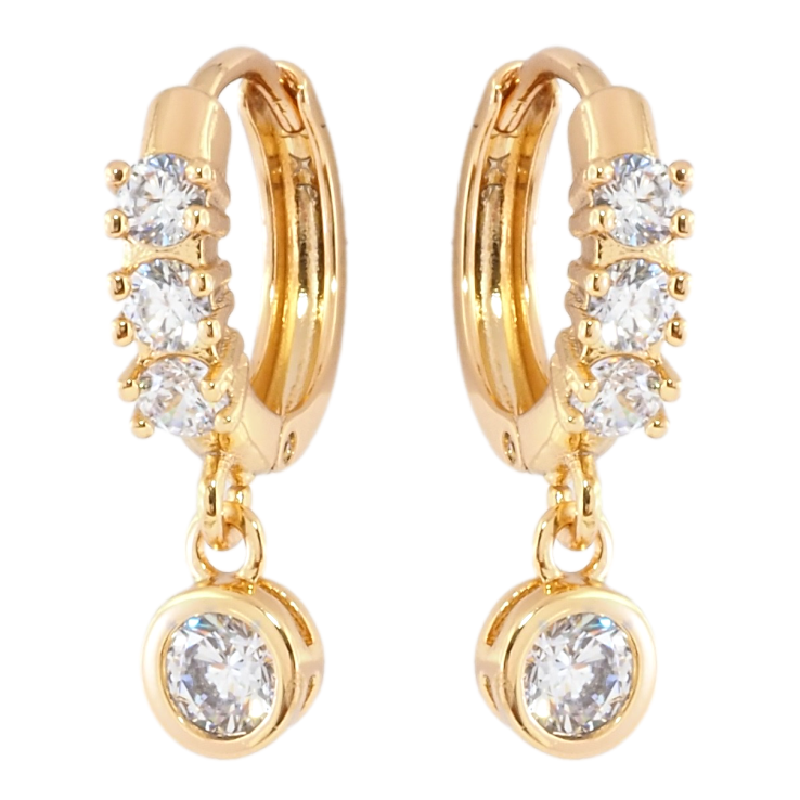 Серьги Xuping Позолота 18K подвески на колечках Фианиты фото №6