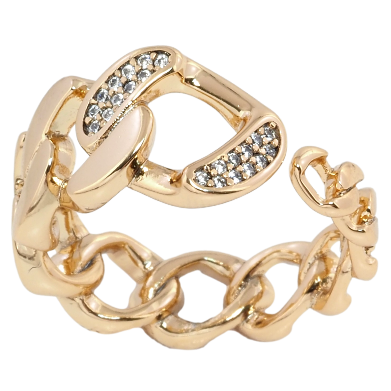 Каблучка Xuping Позолота 18K Візерунок ланцюжок з цирконієм фото №1