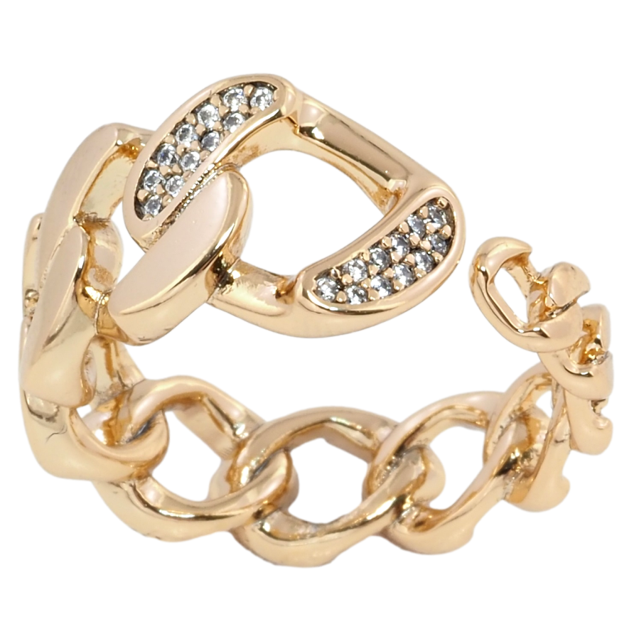 Каблучка Xuping Позолота 18K Візерунок ланцюжок з цирконієм фото №1