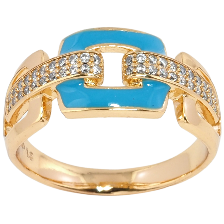 Кольцо Xuping Позолота 18K Узор с цирконием и голубой эмалью фото №15 Кольцо Xuping Позолота 18K Узор с цирконием и голубой эмалью фото №15