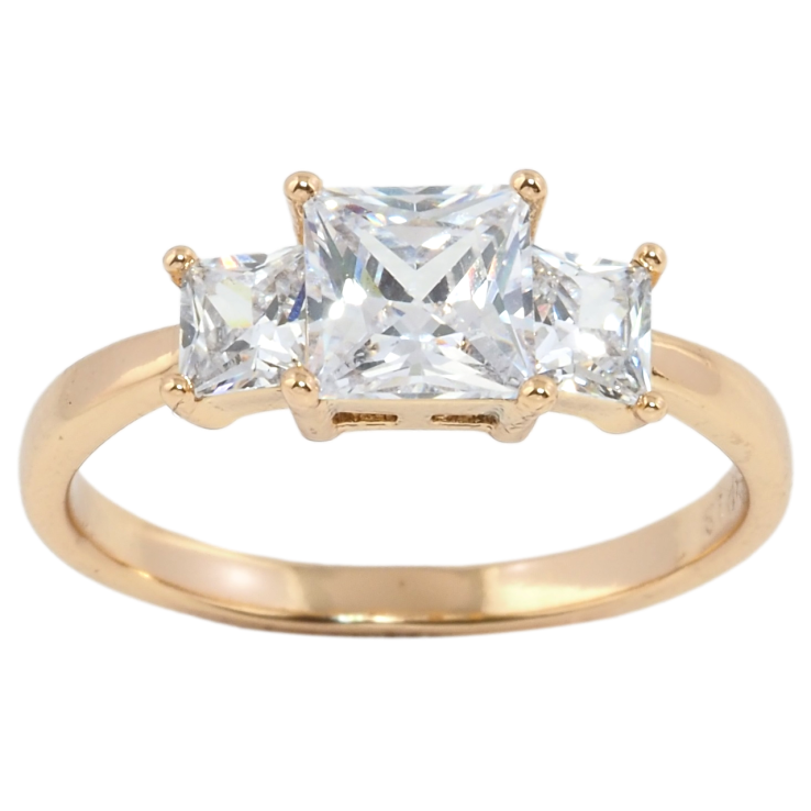 Каблучка Xuping Позолота 18K Три кристали фото №22