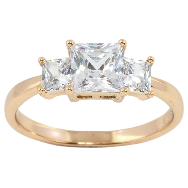 Каблучка Xuping Позолота 18K Три кристали фото №1