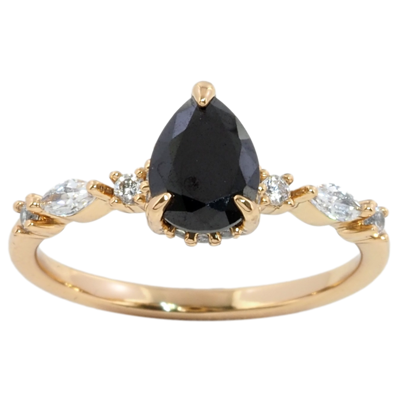 Кольцо Xuping Позолота 18K Черный фианит с цирконием фото №1