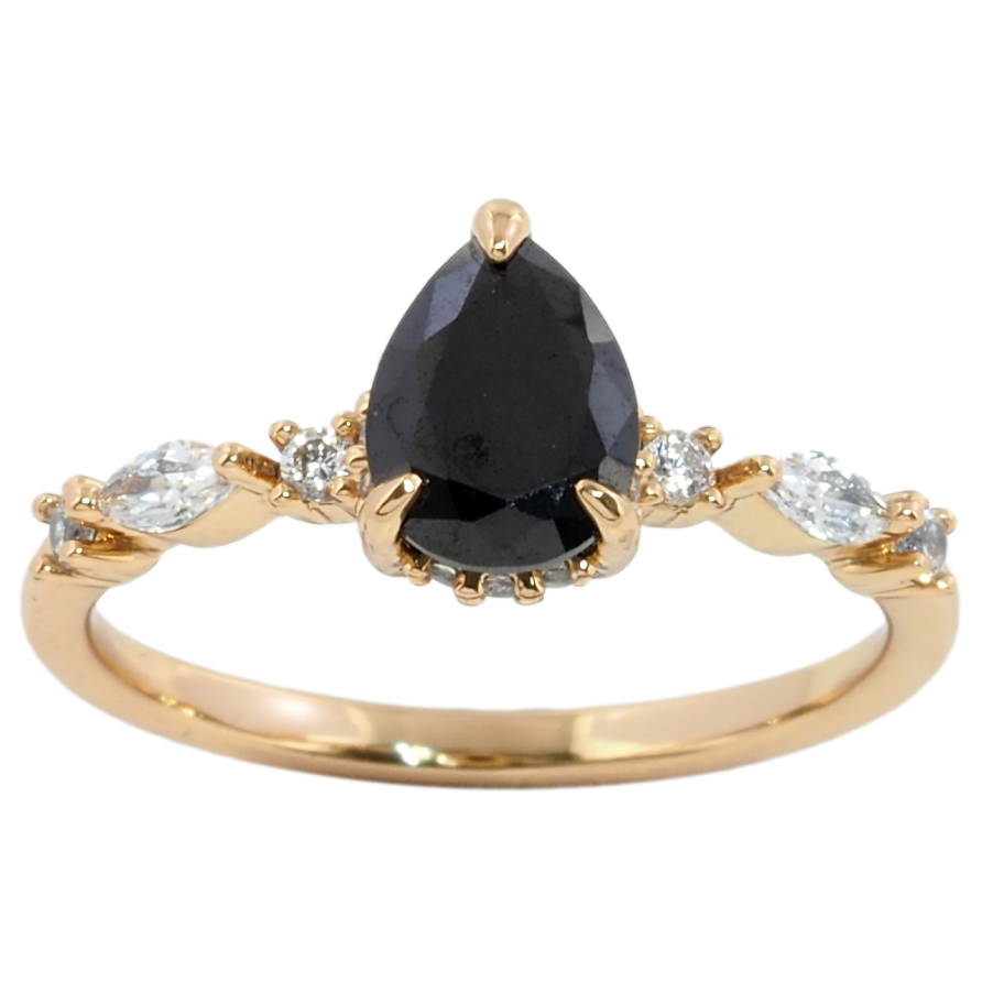 Кольцо Xuping Позолота 18K Черный фианит с цирконием фото №1