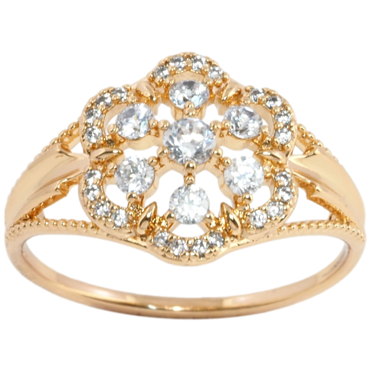 Кольцо Xuping Позолота 18K Цветочек с цирконием фото №1 Кольцо Xuping Позолота 18K Цветочек с цирконием фото №1