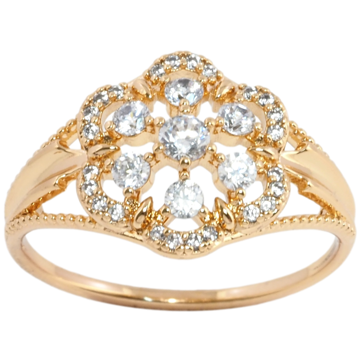 Каблучка Xuping Позолота 18K Квіточка з цирконієм фото №21