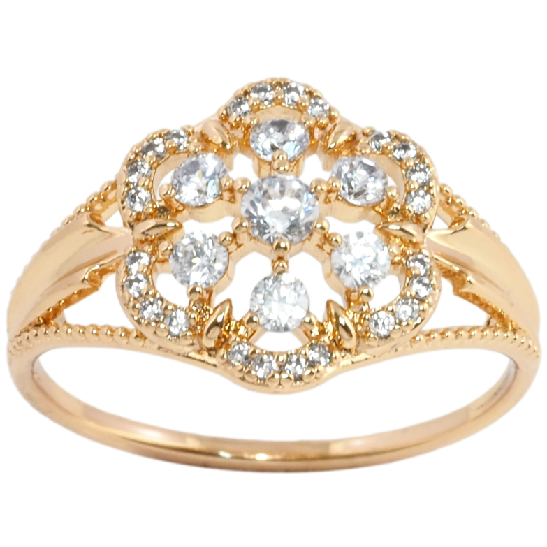 Каблучка Xuping Позолота 18K Квіточка з цирконієм фото №1