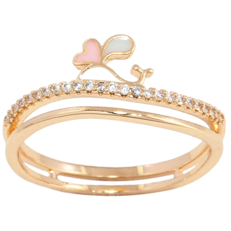 Кольцо Xuping Позолота 18K Дорожка циркония с листиком фото №23