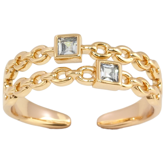 Кольцо Xuping Позолота 18K Узор цепочка с цирконием фото №1 Кольцо Xuping Позолота 18K Узор цепочка с цирконием фото №1