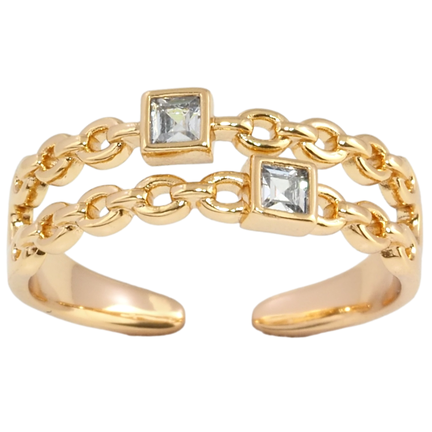 Каблучка Xuping Позолота 18K Візерунок ланцюжок із цирконієм фото №1