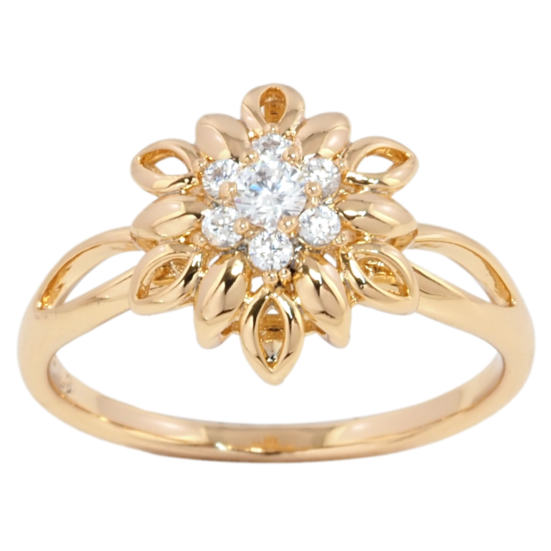 Каблучка Xuping Позолота 18K Квітка з цирконієм фото №1