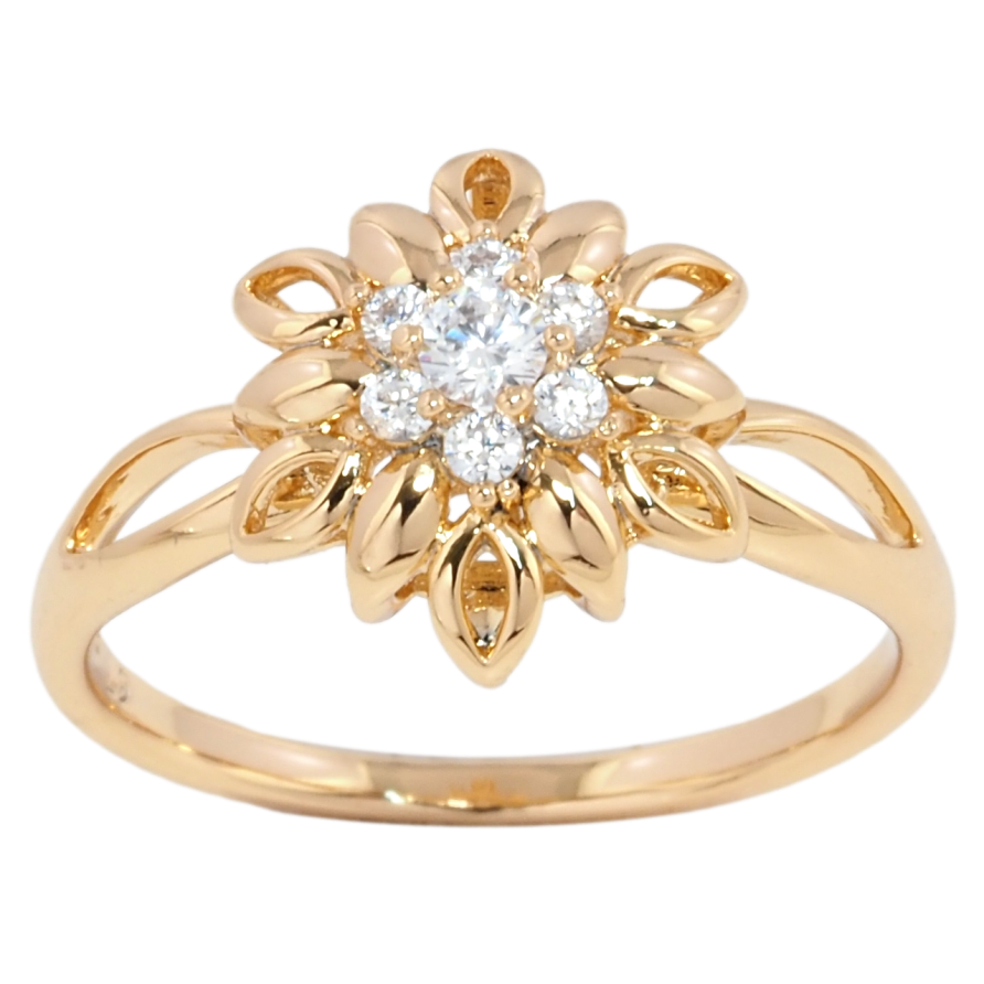 Каблучка Xuping Позолота 18K Квітка з цирконієм фото №1