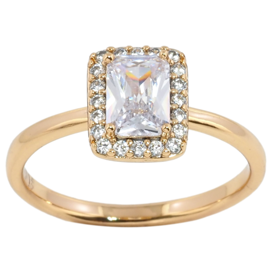 Кольцо Xuping Позолота 18K Фианит в обрамлении циркония фото №1 Кольцо Xuping Позолота 18K Фианит в обрамлении циркония фото №1