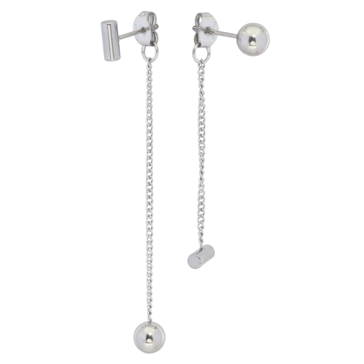 Серьги Xuping TTM Stainless Steel цвет Родий пусеты Ассиметричные подвески с шариками ø 6см фото №16