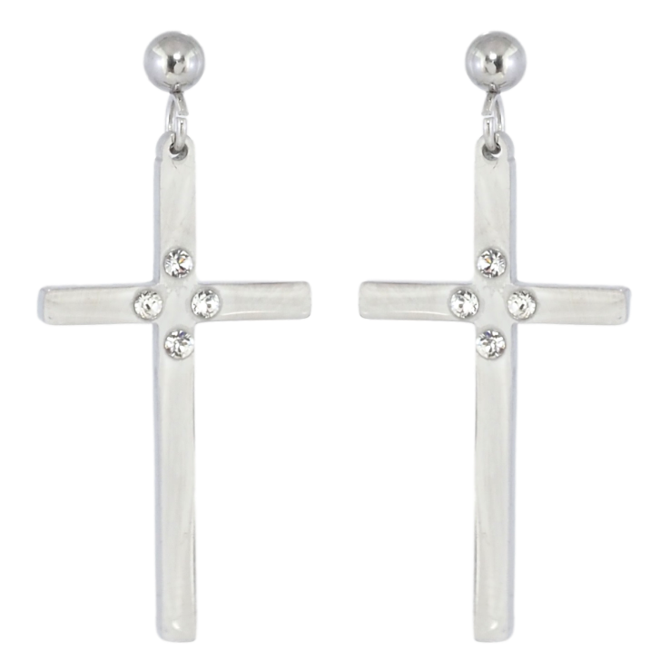 Серьги Xuping TTM Stainless Steel цвет Родий пусеты Крестики фото №6