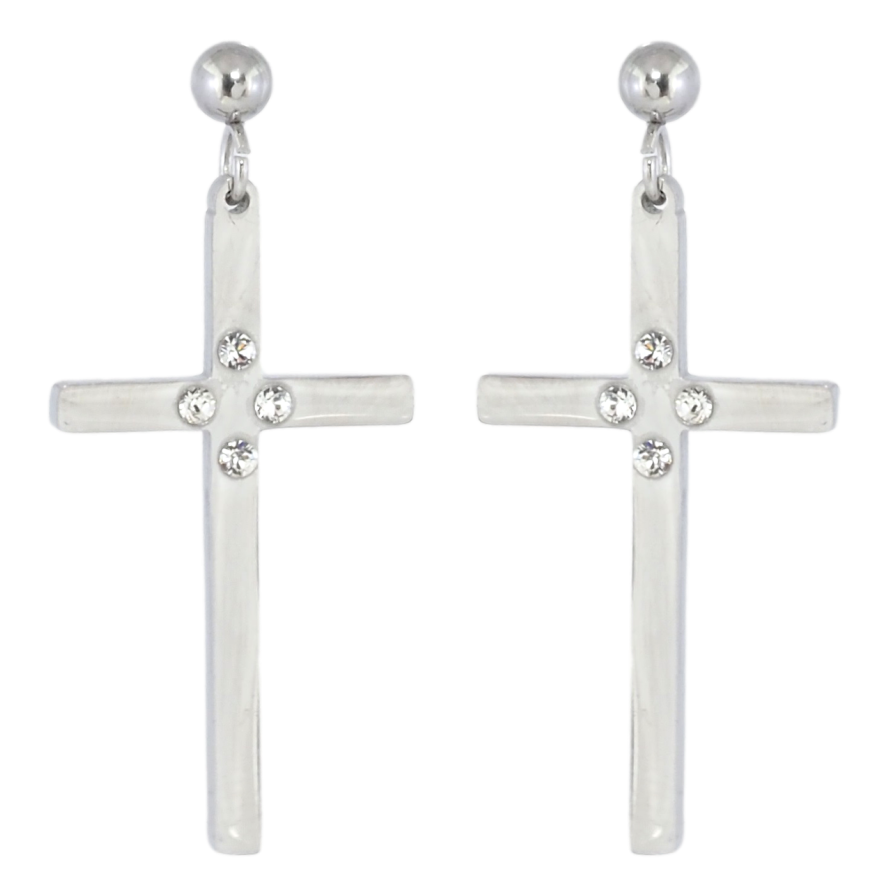 Серьги Xuping TTM Stainless Steel цвет Родий пусеты Крестики фото №1