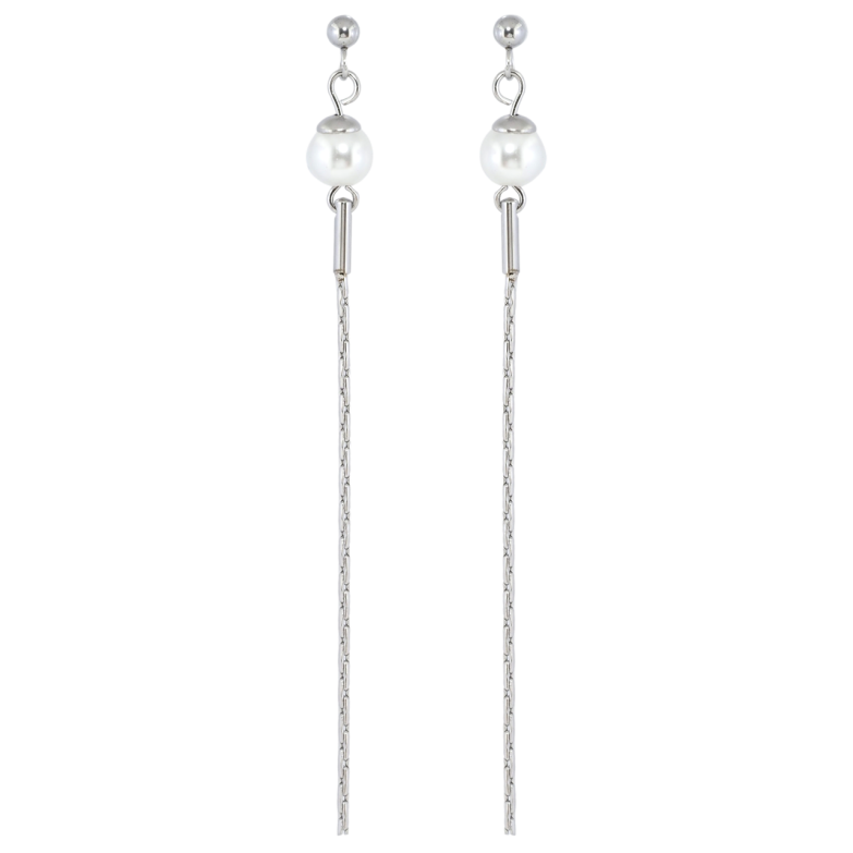 Сережки Xuping TTM Stainless Steel колір Родій пусети Декоративні підвіски з перлинами фото №1