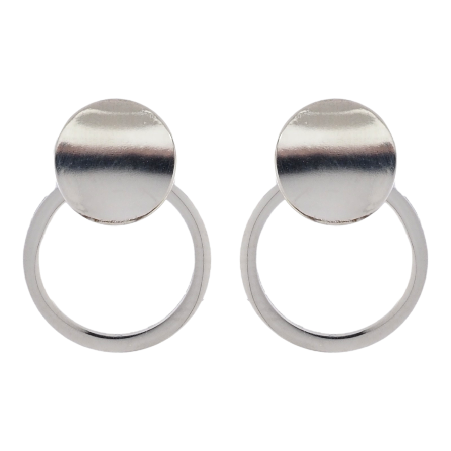 Серьги Xuping TTM Stainless Steel цвет Родий пусеты Круги фото №1