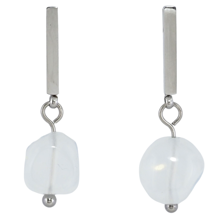 Сережки Xuping TTM Stainless Steel колір Родій пусети Підвіски з прозорими намистинами фото №17