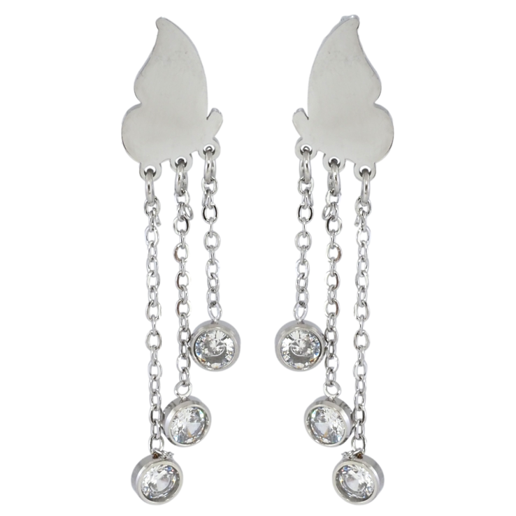 Сережки Xuping TTM Stainless Steel колір Родій пусети Метелики з кришталевими підвісками фото №20