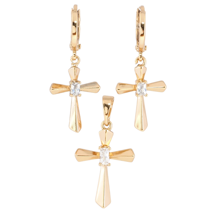 Набор Xuping Позолота 18K Серьги Кулон Крестики с цирконием фото №20