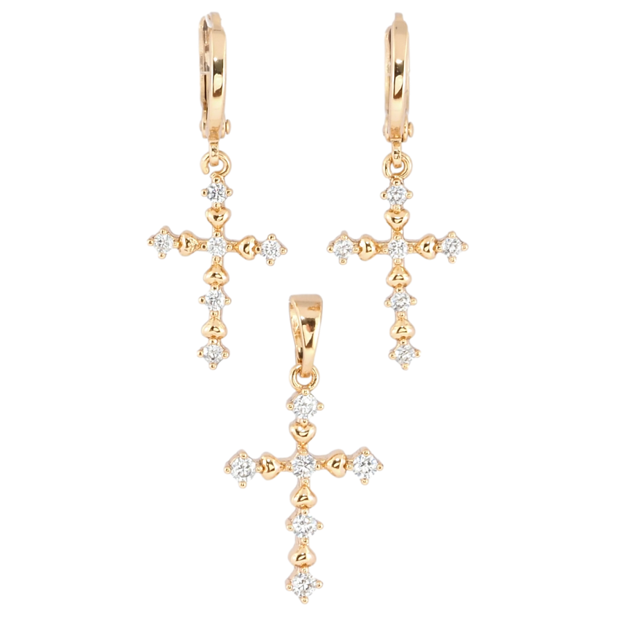 Набор Xuping Позолота 18K Серьги Кулон Крестики с цирконием фото №1 Набор Xuping Позолота 18K Серьги Кулон Крестики с цирконием фото №1
