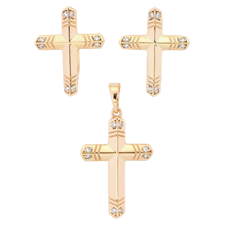 Набор Xuping Позолота 18K Серьги Кулон Крестики с цирконием фото №21