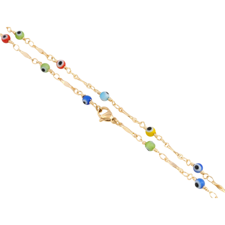 Цепочка Xuping Позолота 18K Плетение Фантазийное с бусинами Глаз Фатимы длина 46см х 2мм фото №1