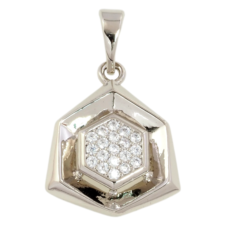 Кулон Xuping Родий Шестиугольник с цирконием для цепочки до 5мм фото №1
