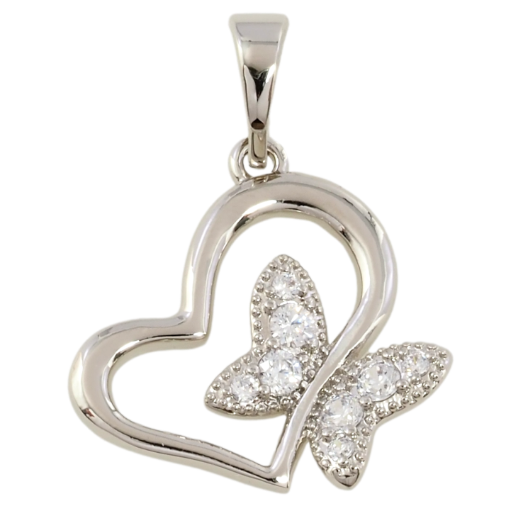 Кулон Xuping Родий Сердечко с бабочкой для цепочки до 5мм фото №21