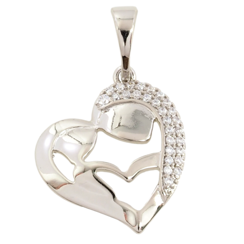 Кулон Xuping Родий Сердечко с цирконием для цепочки до 5мм фото №1