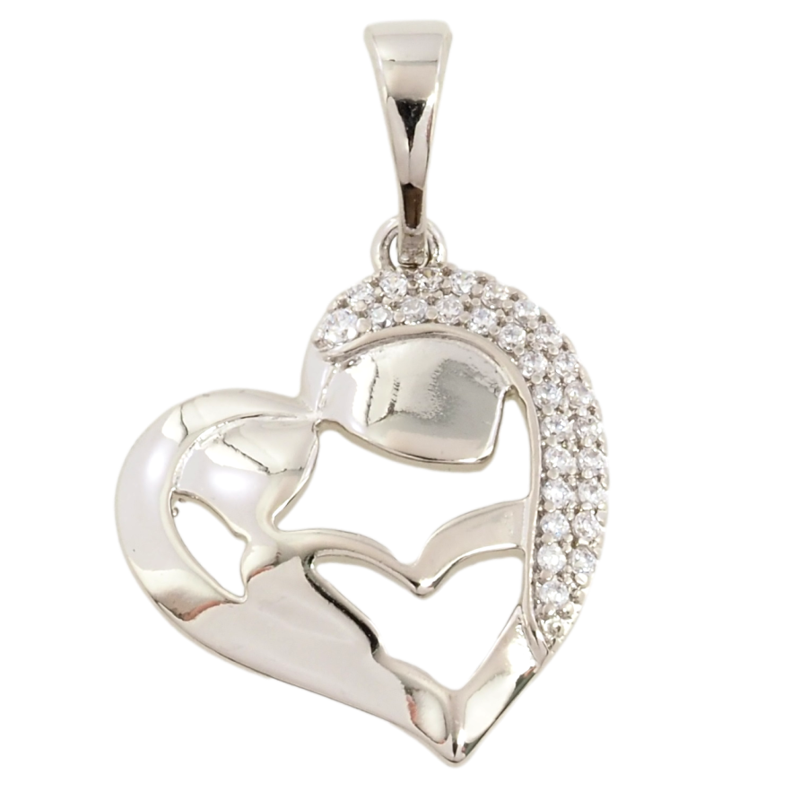 Кулон Xuping Родий Сердечко с цирконием для цепочки до 5мм фото №1