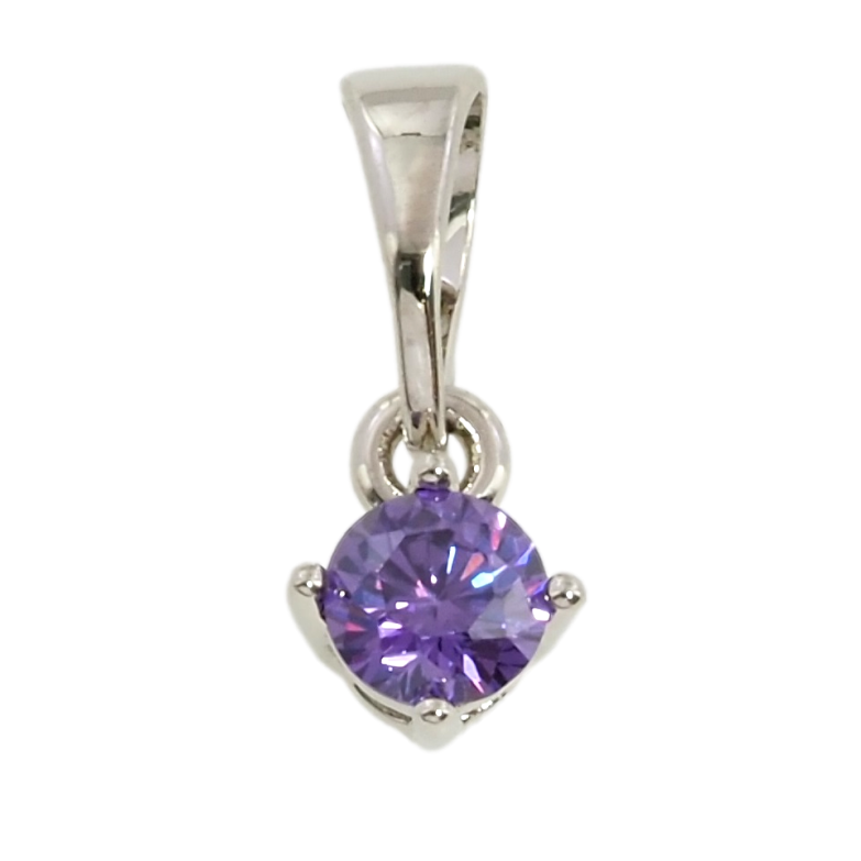 Кулон Xuping Родий Сиреневый фианит, ø 4мм для цепочки до 5мм фото №1