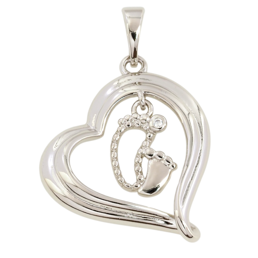 Кулон Xuping Родій Сердечко з дитячими ніжками для ланцюжка до 5мм фото №1