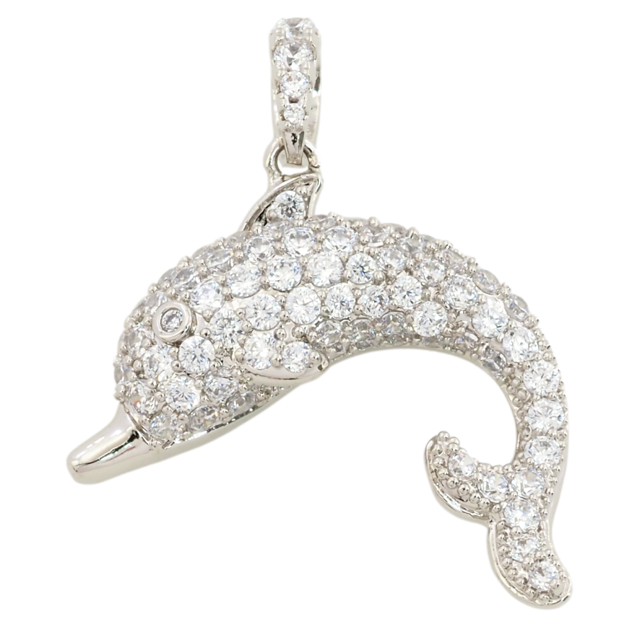 Кулон Xuping Родій Дельфін інкрустація цирконієм для ланцюжка до 4мм фото №1