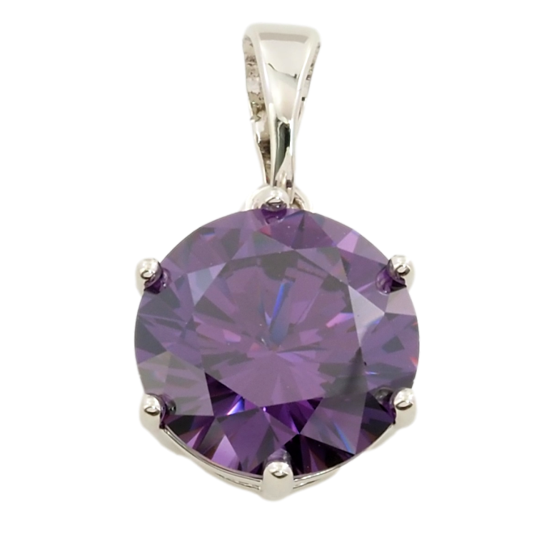 Кулон Xuping Родий Сиреневый фианит, ø 10мм для цепочки до 5мм фото №1