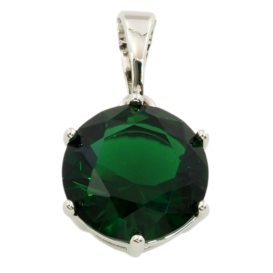 Кулон Xuping Родій Зелений фіаніт, ø 10мм для ланцюжка до 5мм фото №1 Кулон Xuping Родій Зелений фіаніт, ø 10мм для ланцюжка до 5мм фото №1
